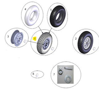 Sterling elite II plus / Elite2: Wiel; Achterwiel compleet 6″ - Tweedehands