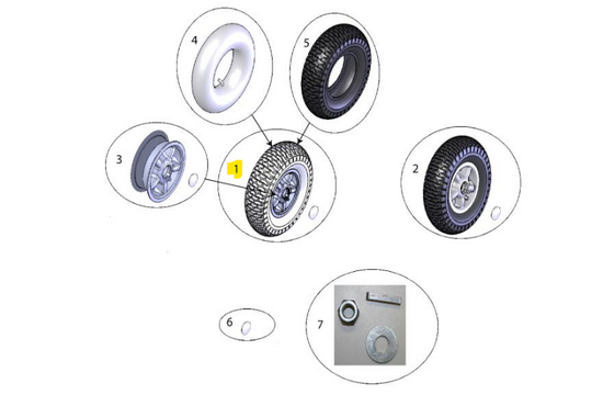 Sterling Elite II Sterling elite II plus / Elite2: Wiel; Achterwiel compleet 6″ - Tweedehands