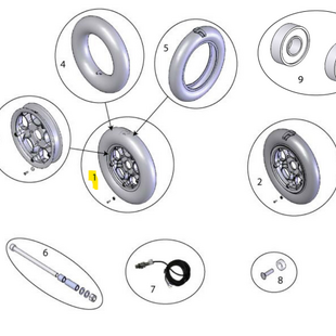 Sterling elite II plus / Elite2: Wiel; Voorwiel compleet met luchtband 8″ Plus - Tweedehands