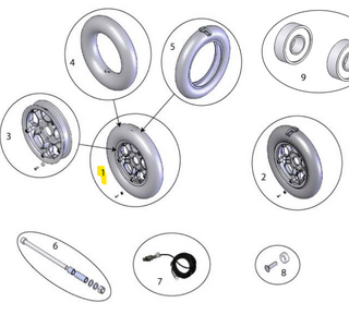 Sterling elite II plus / Elite2: Wiel; Voorwiel compleet met luchtband 8″ Plus - Tweedehands