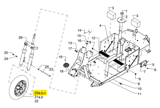 Trophy Voorwiel 12 1/2×2 1/4 5-spaak alu met grijze blok band Trophy 6  - Tweedehands