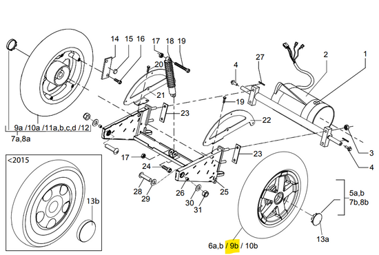 Trophy Achterwiel 3.00-10 5-spaak alu li m grijze hightway band Trophy 6 - Tweedehands