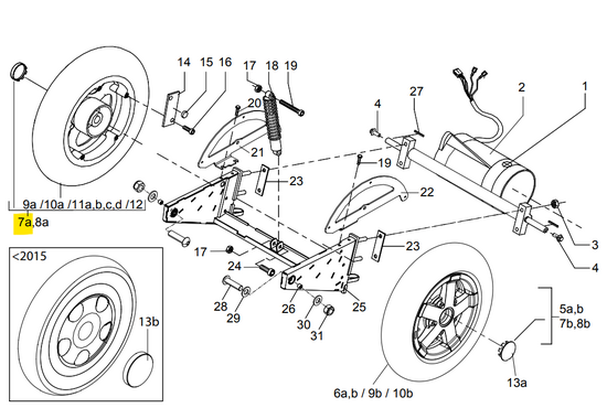 Trophy Achterwiel 3.00-10 rechts aluminium 5 spaaks met  grijze hightway band Trophy 6 - Tweedehands