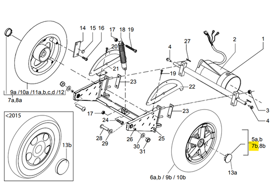 Trophy Achterwiel 3.00-10 links aluminium 5 spaaks met  grijze hightway band Trophy 6 - Tweedehands