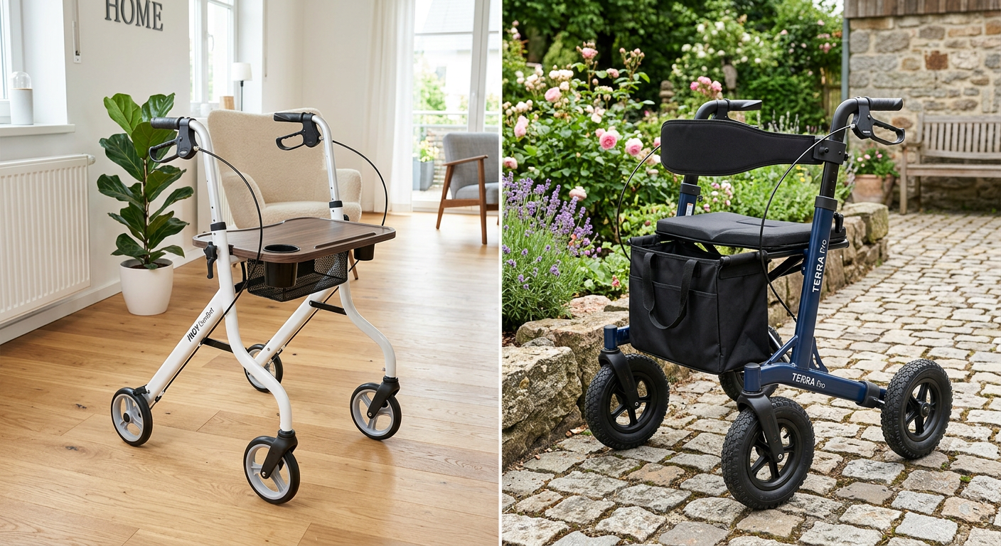 Binnen rollator of buiten rollator: welke heeft u nodig
