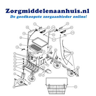 Remhandgreep + kabel 2 paar   (Nr 21 afbeelding) Vermeiren 286B