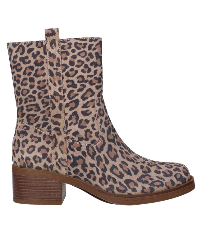 SHOECOLATE ENKEL MID HAK KORT (BEIGE COMBI)