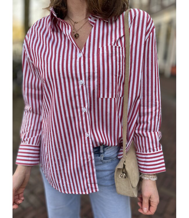 MITCH BLOUSE (ROOD COMBI)