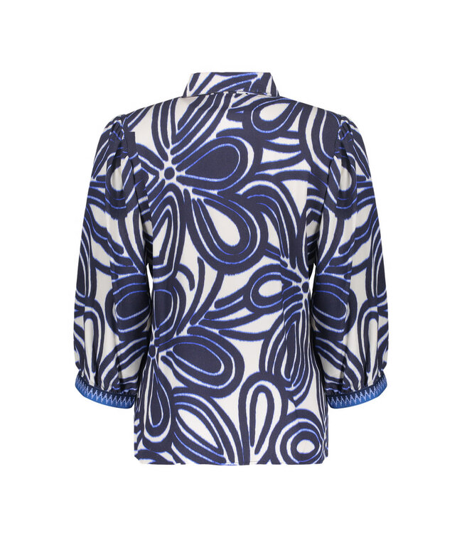 GEISHA BLOUSE (BLAUW COMBI)
