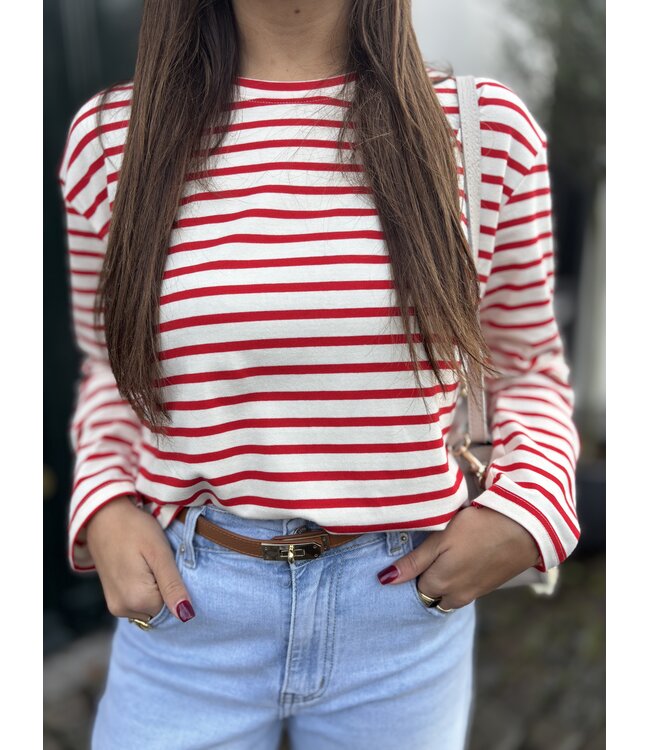 MITCH T-SHIRT (ROOD COMBI)