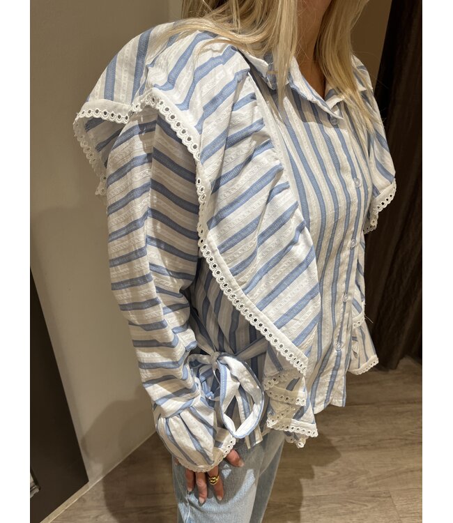 MITCH BLOUSE (BLAUW COMBI)