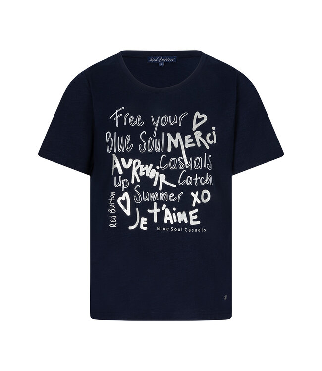 RED BUTTON T-SHIRT (BLAUW)
