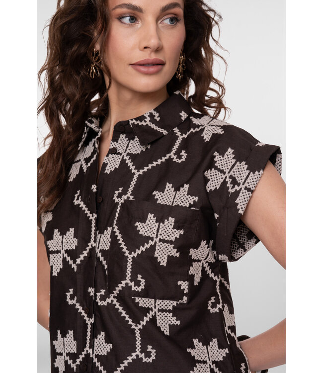 GEISHA BLOUSE (DONKERBRUIN)