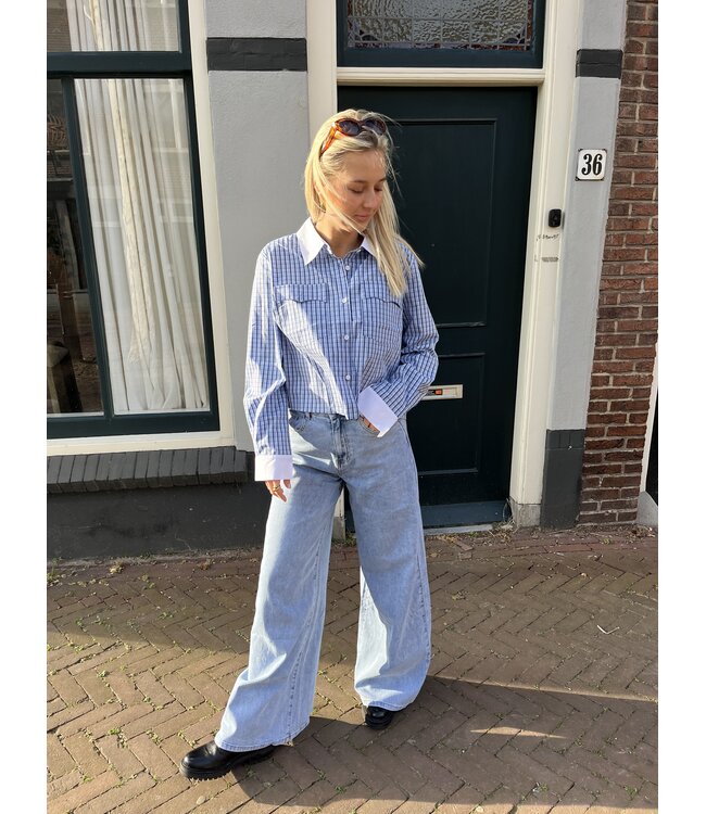 MITCH BLOUSE (BLAUW COMBI)