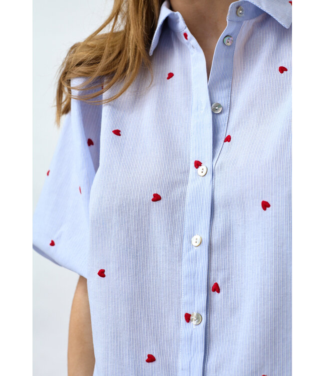 SISTERSPOINT BLOUSE (BLAUW COMBI)