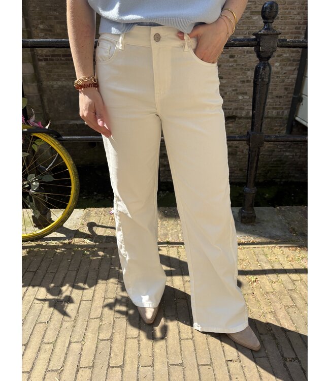 RED BUTTON BROEK (ECRU-OFF WHITE)
