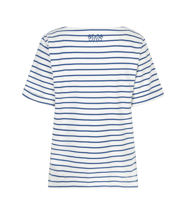 RED BUTTON T-SHIRT (BLAUW COMBI)