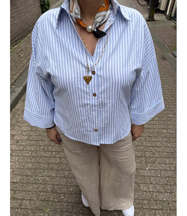 MITCH BLOUSE (BLAUW COMBI)