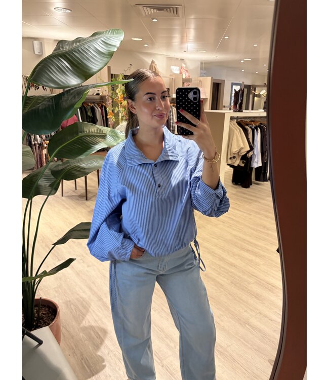 SISTERSPOINT BLOUSE (BLAUW COMBI)