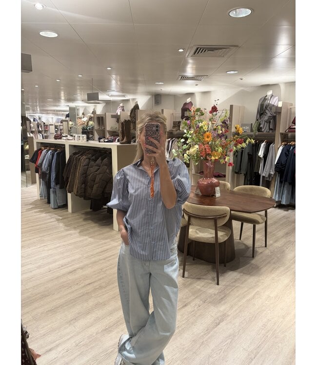 SISTERSPOINT BLOUSE (BLAUW COMBI)