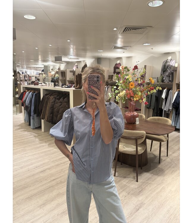 SISTERSPOINT BLOUSE (BLAUW COMBI)