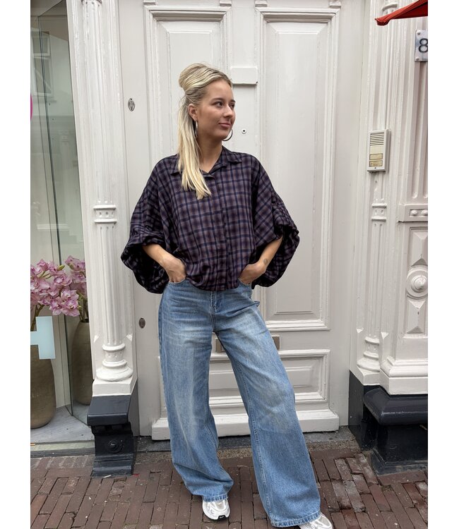 MITCH BLOUSE (BLAUW COMBI)