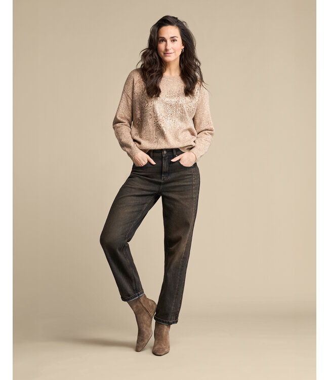RED BUTTON BROEK (BRUIN)