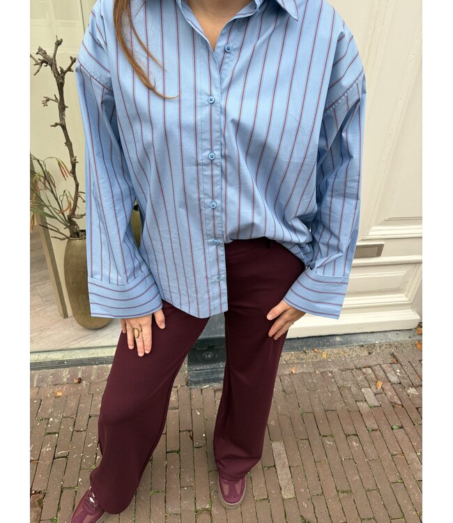 ICHI BLOUSE (BLAUW COMBI)