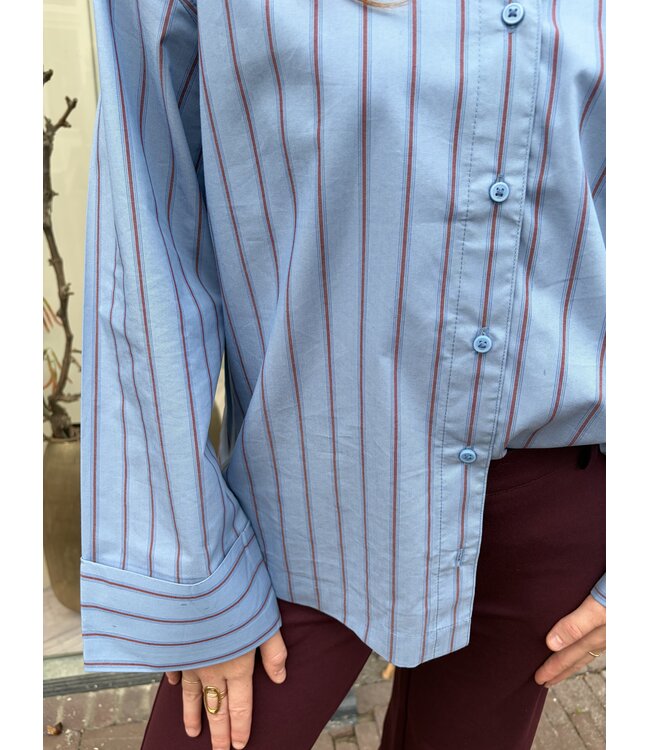 ICHI BLOUSE (BLAUW COMBI)