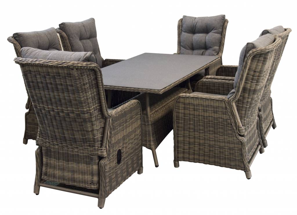 4 Seizoenen Tuinmeubelen 7-delige tuinset | 6 Dublin verstelbare stoelen (SW) | 180cm tuintafel (Keramiek)