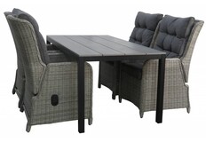 5-delige tuinset | 4 Dublin verstelbare stoelen (MG) | 160 of 180cm Cyprus tuintafel