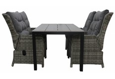 5-delige tuinset | 4 Dublin verstelbare stoelen (AG) | 160 of 180cm Cyprus tuintafel