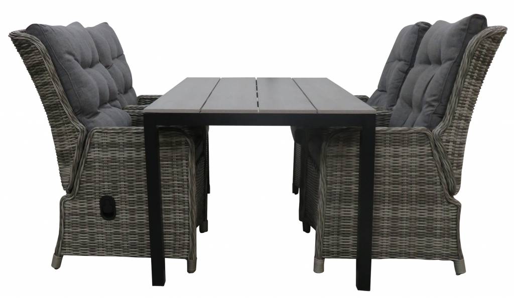 4 Seizoenen Tuinmeubelen 5-delige tuinset | 4 Dublin verstelbare stoelen (AG) | 160 of 180cm Cyprus tuintafel (Grey)