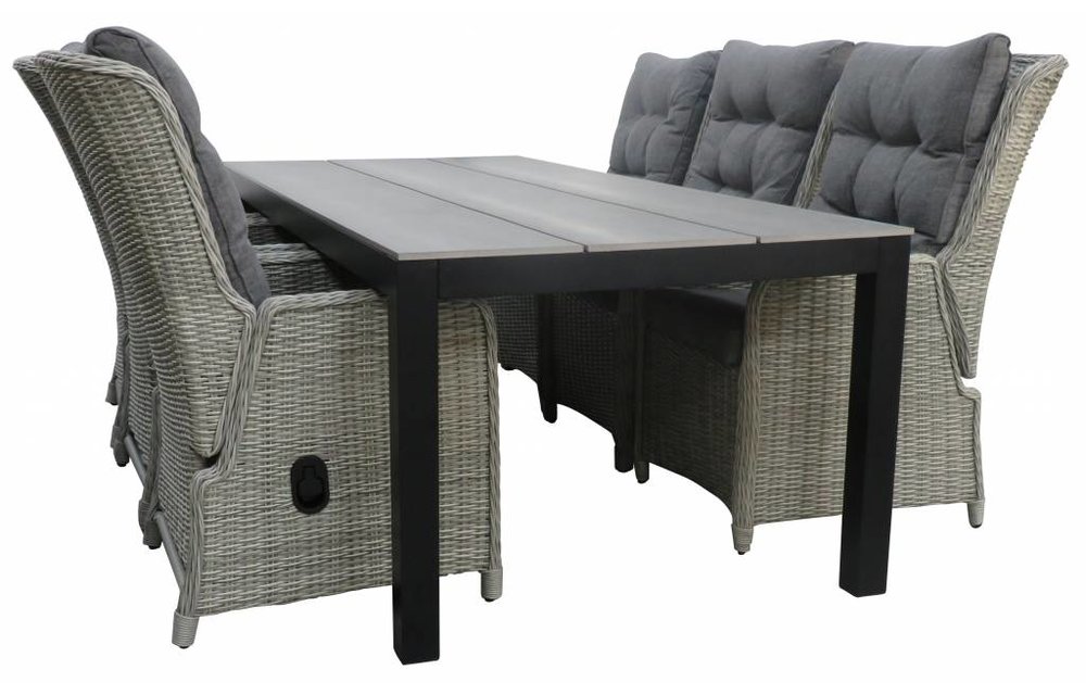 7-delige tuinset | 6 Dublin verstelbare stoelen (MG) | 225cm Cyprus tuintafel (Grey)
