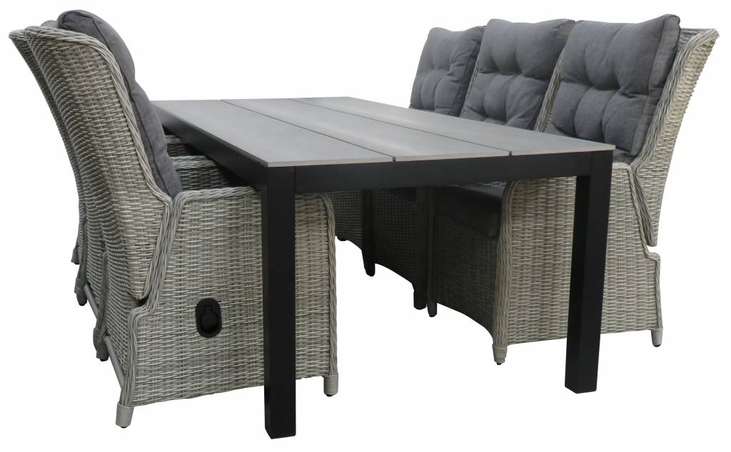 4 Seizoenen Tuinmeubelen 7-delige tuinset | 6 Dublin verstelbare stoelen (MG) | 225cm Cyprus tuintafel (Grey)