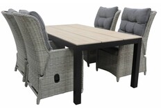 5-delige tuinset | 4 Dublin verstelbare stoelen (MG) | 160 of 180cm Cyprus tuintafel