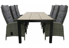 7-delige tuinset | 6 Kos verstelbare stoelen | 225cm Cyprus tuintafel