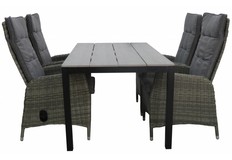 5-delige tuinset | 4 Kos verstelbare stoelen (AG) | 160 of 180cm Cyprus tuintafel