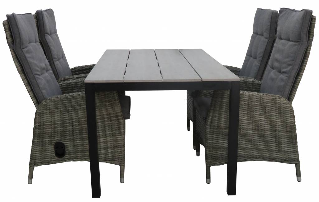 4 Seizoenen Tuinmeubelen 5-delige tuinset | 4 Kos verstelbare stoelen (AG) | 160 of 180cm Cyprus tuintafel (Grey)