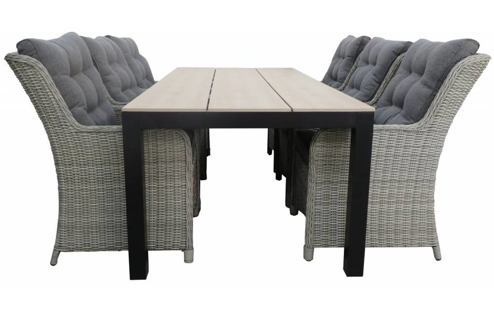 7-Delige Tuinset | 6 Dublin tuinstoelen (MG) | 225cm Cyprus tuintafel (Wood)