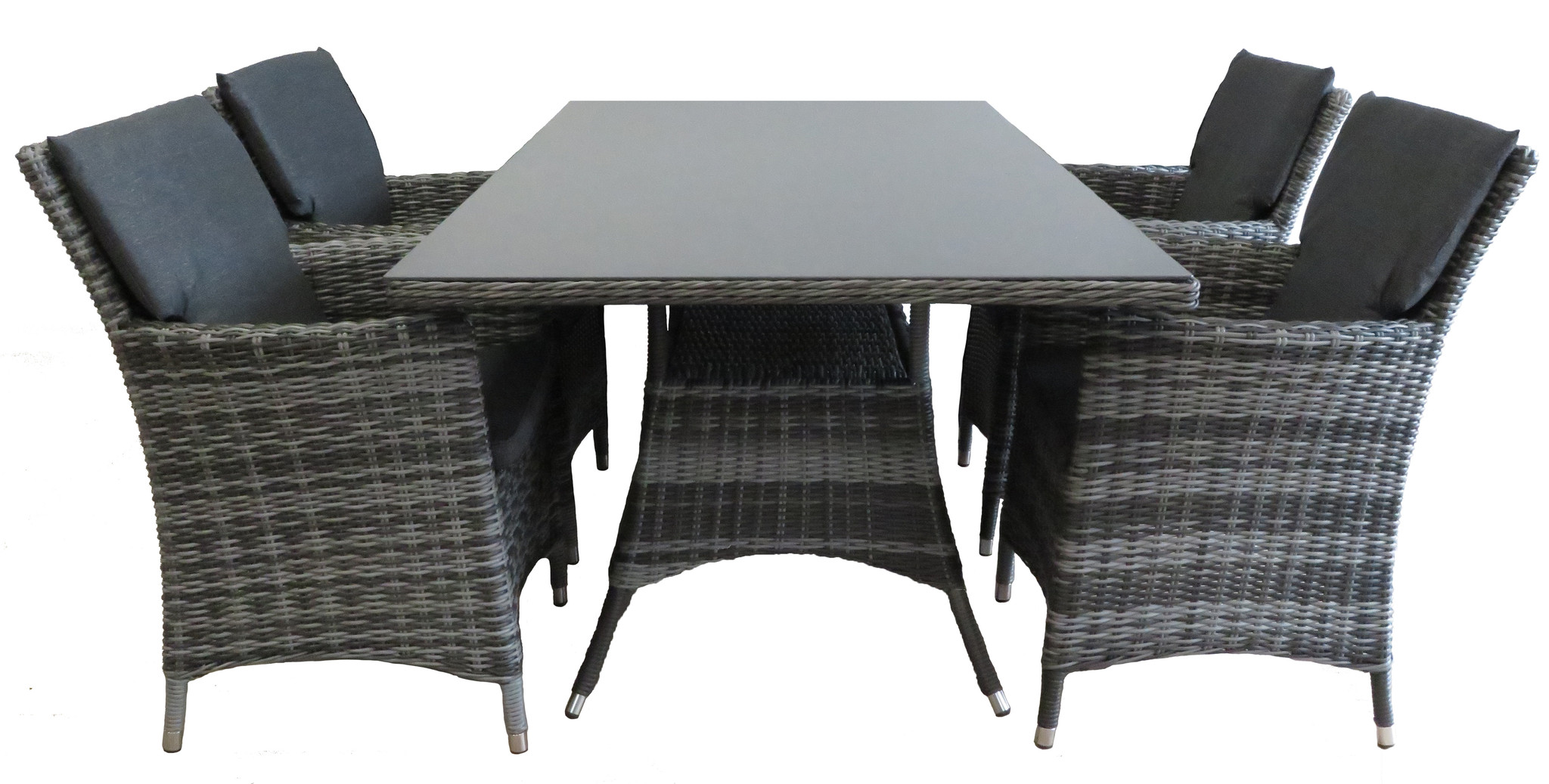4 Seizoenen Tuinmeubelen 5-delige tuinset | 4 Utah tuinstoelen (Antraciet) | 160cm tuintafel (Spraystone)
