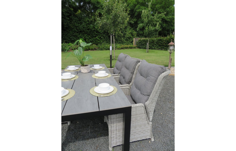 7-delige tuinset | 6 Dublin verstelbare stoelen (MG) | 225cm Cyprus tuintafel (Grey)
