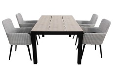 5-delige tuinset | 4 Pisa stoelen | 180cm Cyprus tuintafel