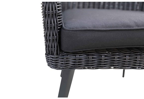 5-delige tuinset | 4 Pisa stoelen (Black) | 160cm Cyprus tuintafel (Wood)