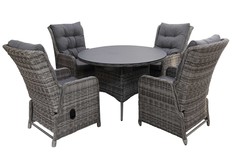 5-delige ronde tuinset | 4 Dublin verstelbare stoelen | ⌀120cm tuintafel