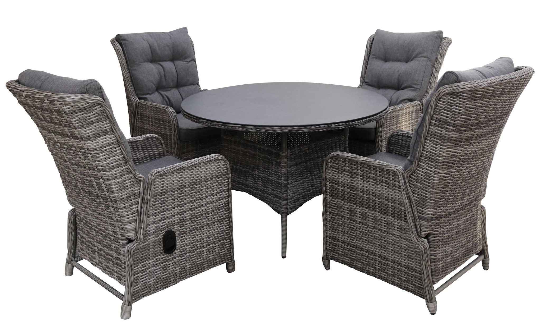 4 Seizoenen Tuinmeubelen 5-delige ronde tuinset | 4 Dublin verstelbare stoelen | ⌀120cm tuintafel (AG)