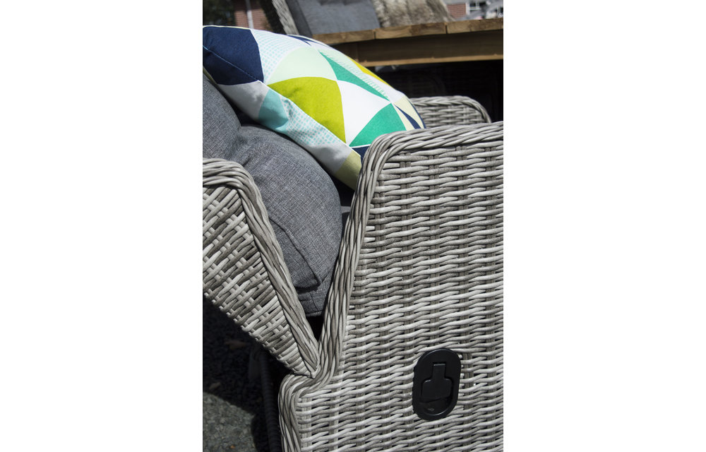 5-delige ronde tuinset | 4 Dublin verstelbare stoelen | ⌀120cm tuintafel (AG)
