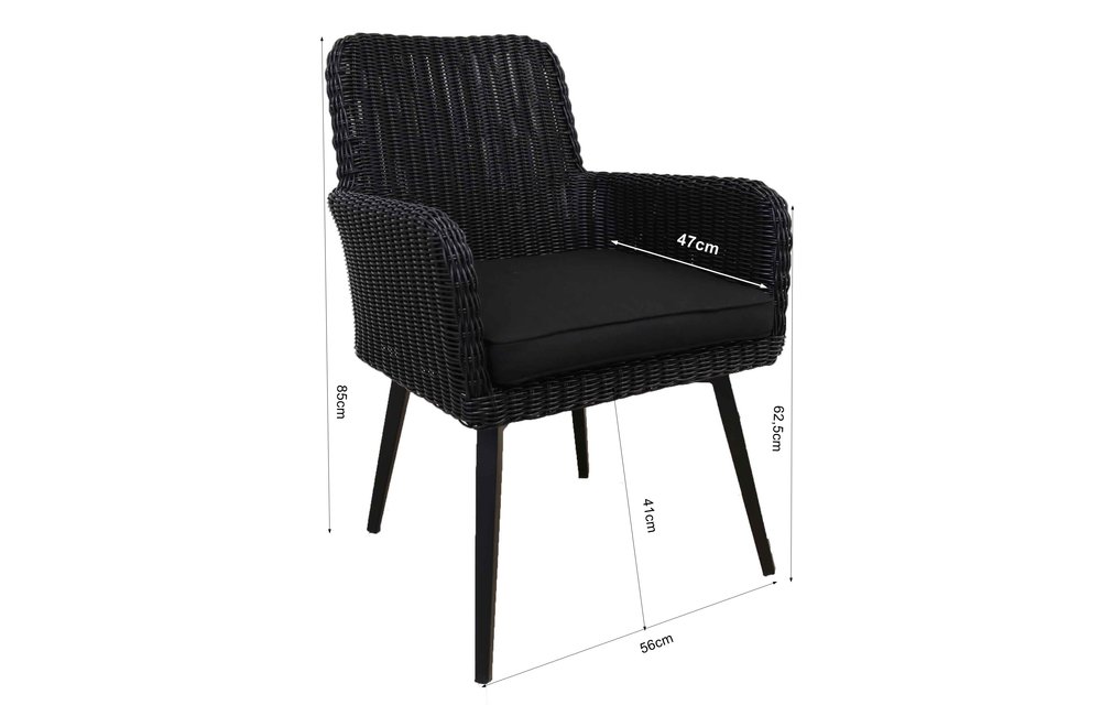 5-delige tuinset | 4 Pisa tuinstoelen (Black) | 180cm ovale Cyprus tuintafel (Grey)