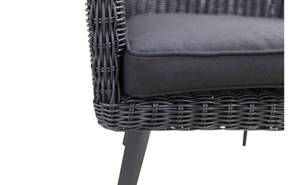 5-delige ronde tuinset | 4 Pisa tuinstoelen (Black) | ⌀120cm Cyprus tuintafel (Grey)