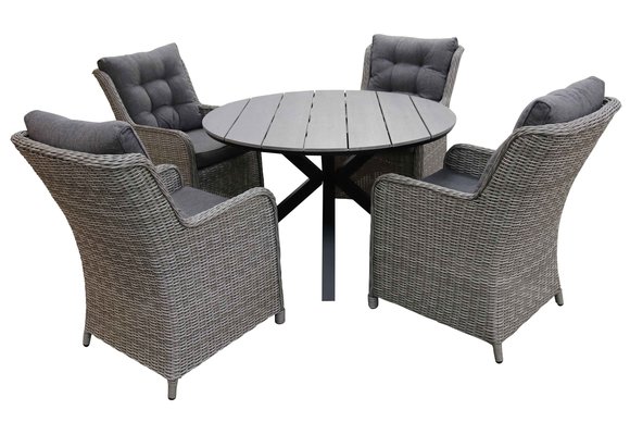 5-delige ronde tuinset | 4 Dublin tuinstoelen (MG) | ⌀120cm Cyprus tuintafel (Grey)